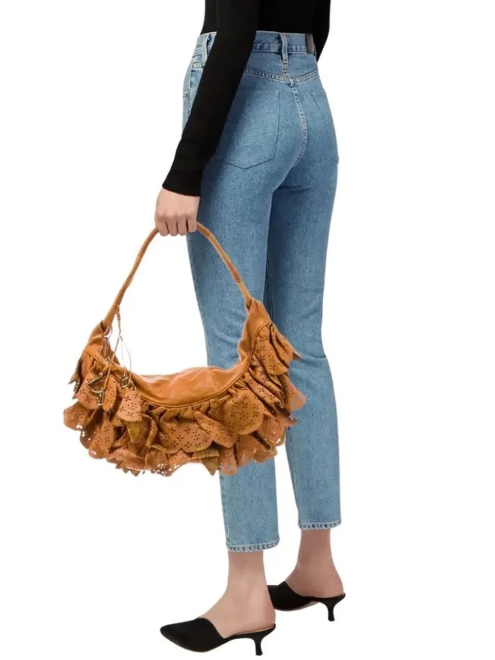 Dior leather Orange Floral Cutout Hobo Bag - Picture 5 of 12